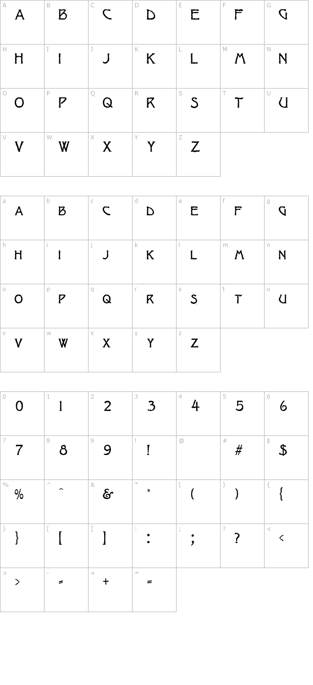 Jagged Light character map