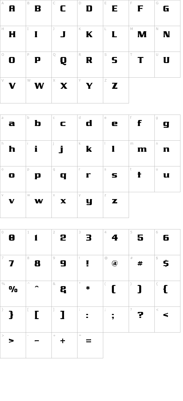 James Eight Eleven character map