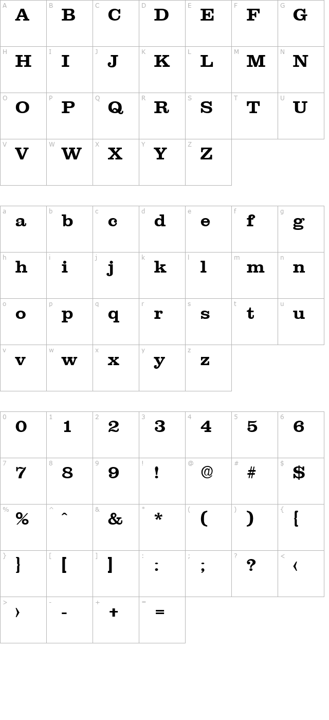 jamesbecker-bold character map