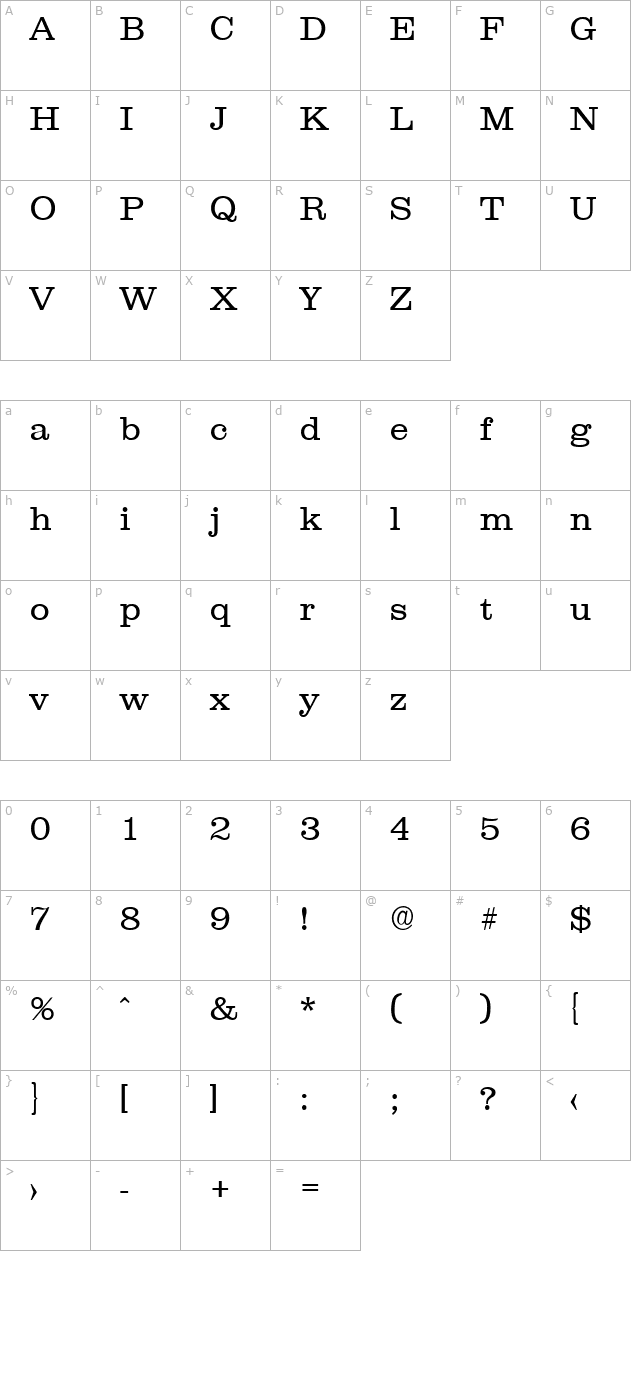 JamesBecker-Light character map