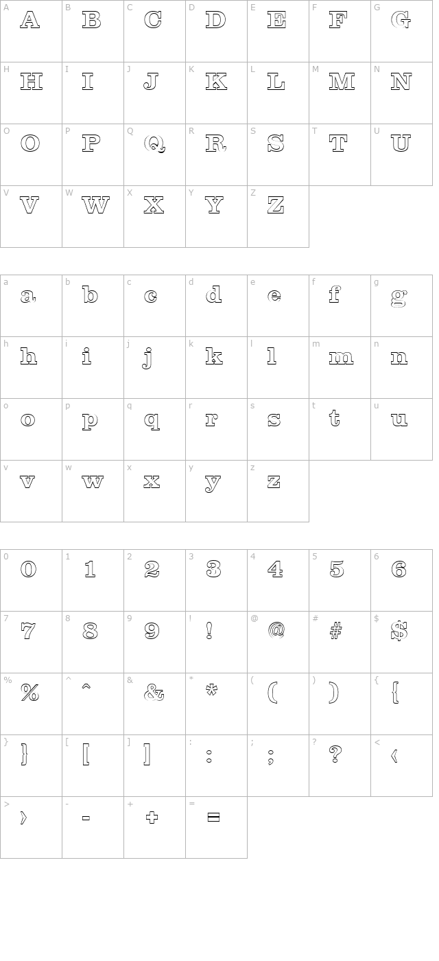 jamesbeckeroutline-bold character map