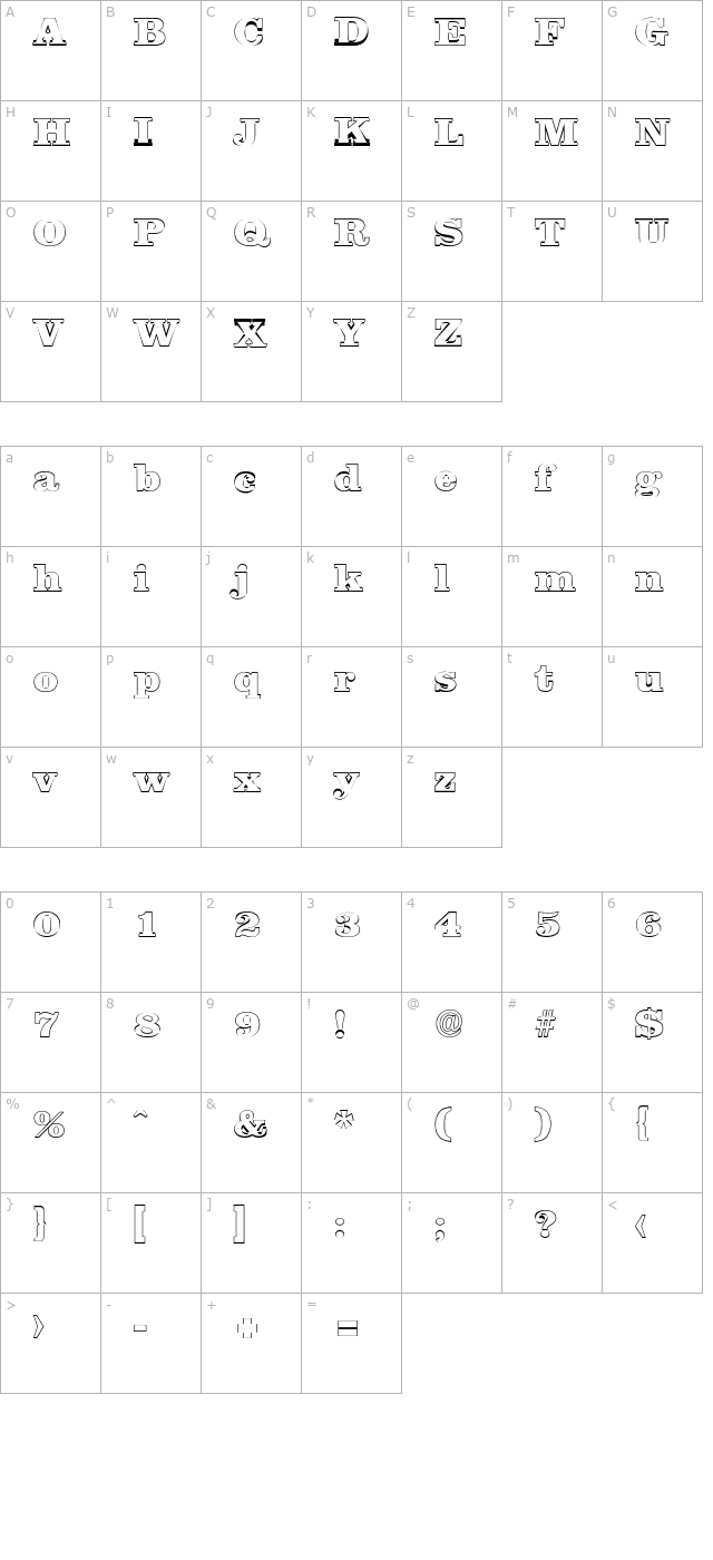 jamesbeckeroutline-heavy character map