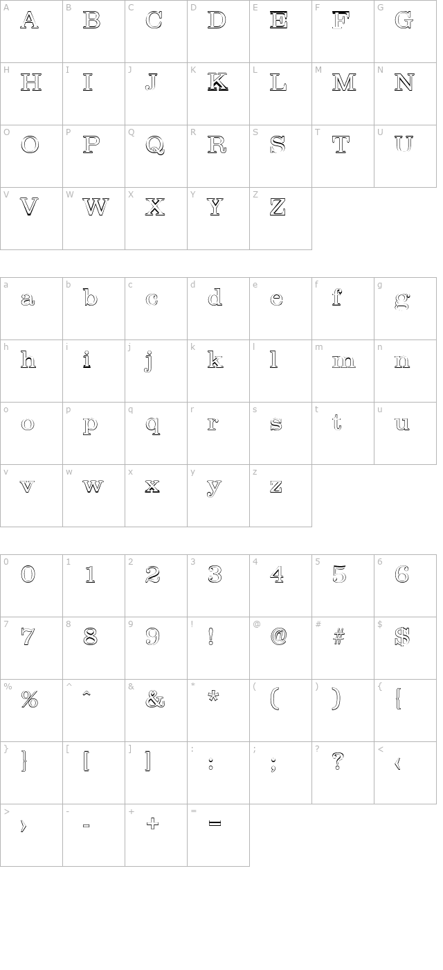 jamesbeckeroutline-light character map