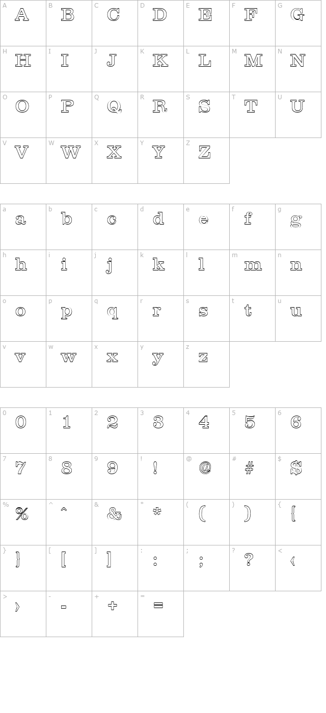 JamesBeckerOutline-Regular character map