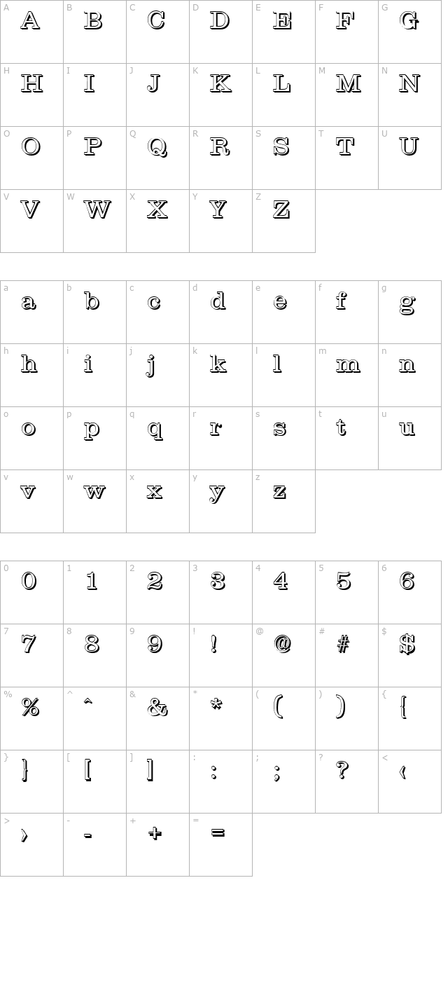 JamesBeckerShadow-Light-Regular character map