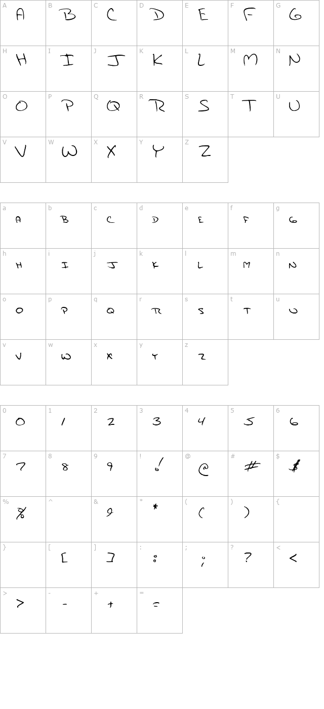 JAMI character map