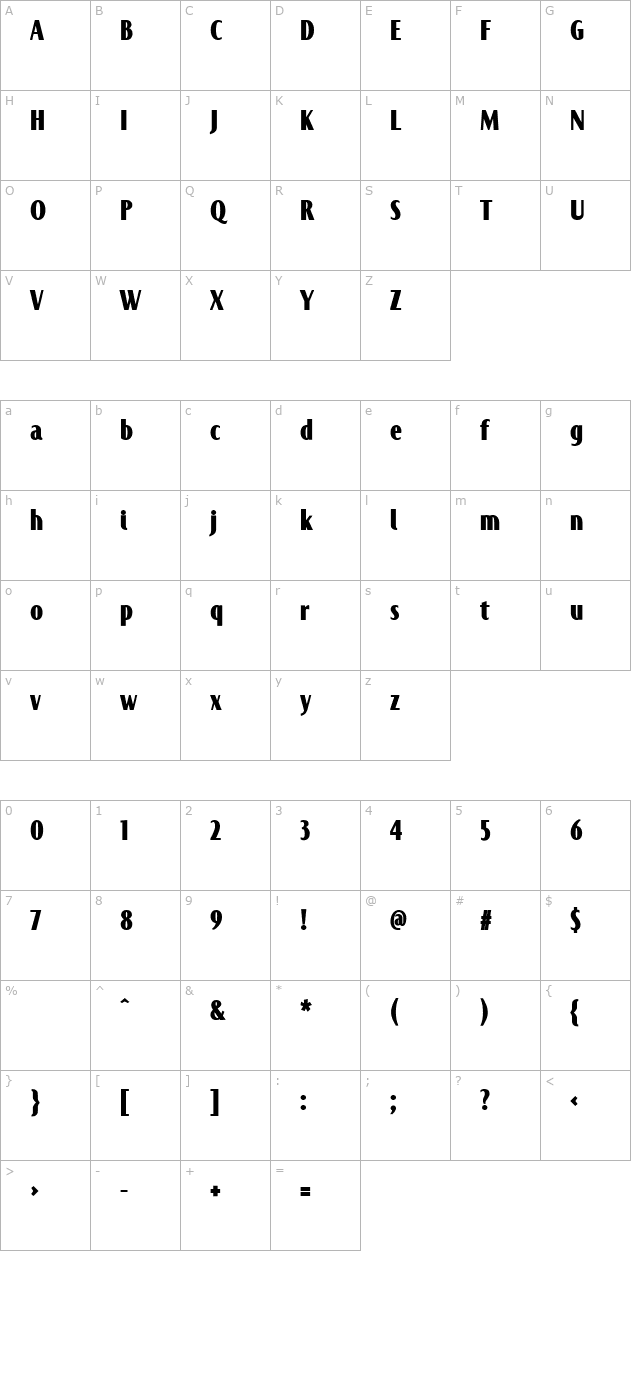 JandoniBold character map