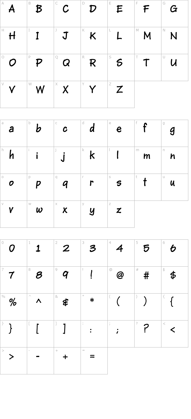 JanieHmkBold character map