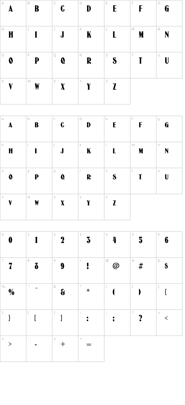 JasonWood-Regular character map