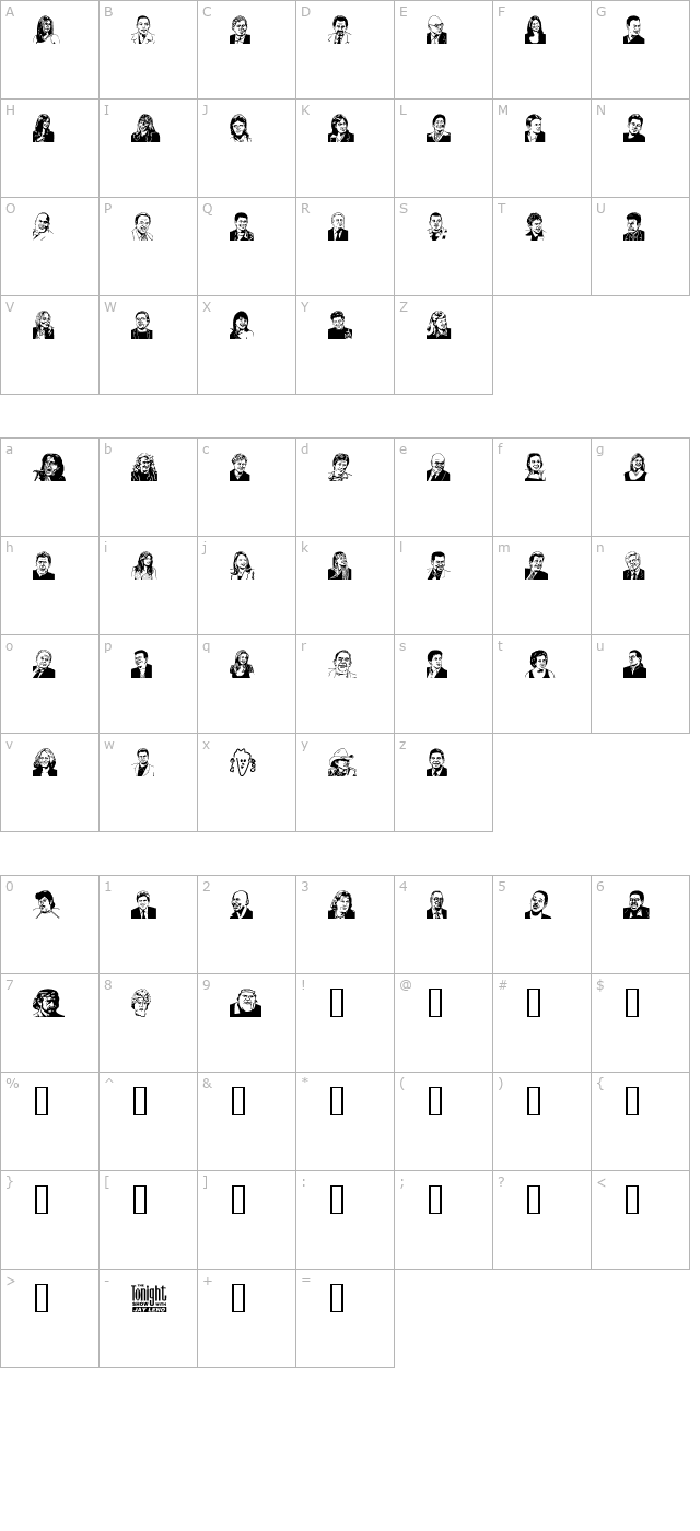 JayLeno character map