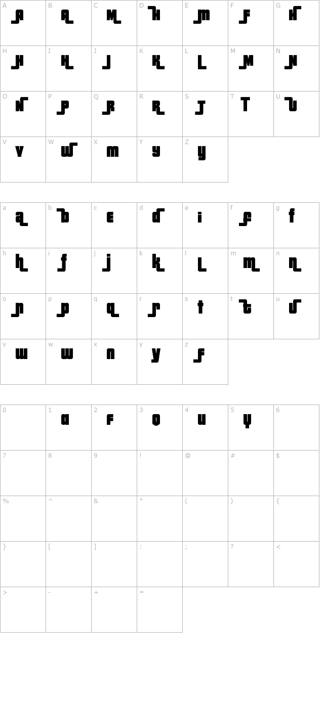 Jazz Gothic-Alt character map