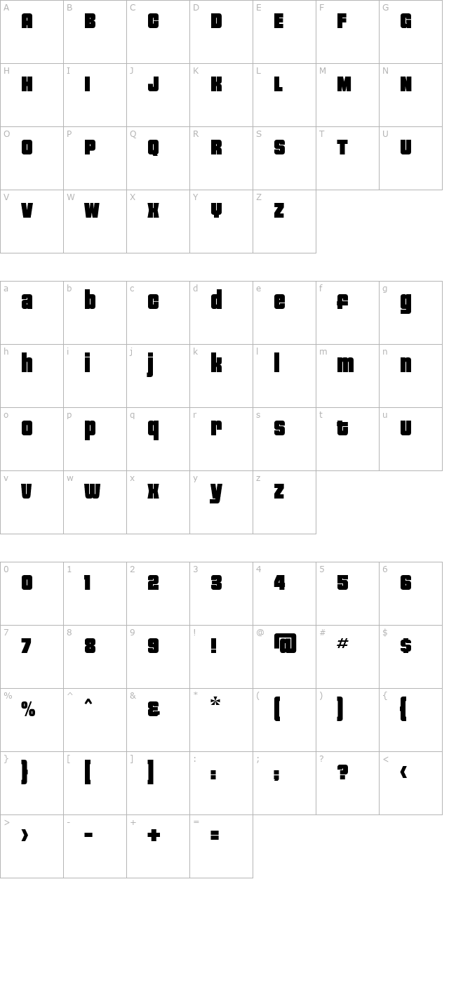 jazz-gothic character map