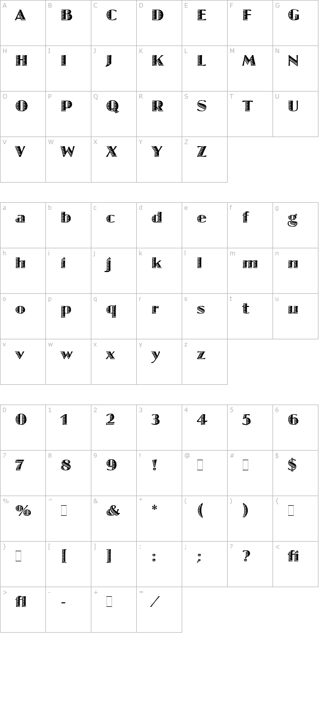 jazz-let-plain10 character map