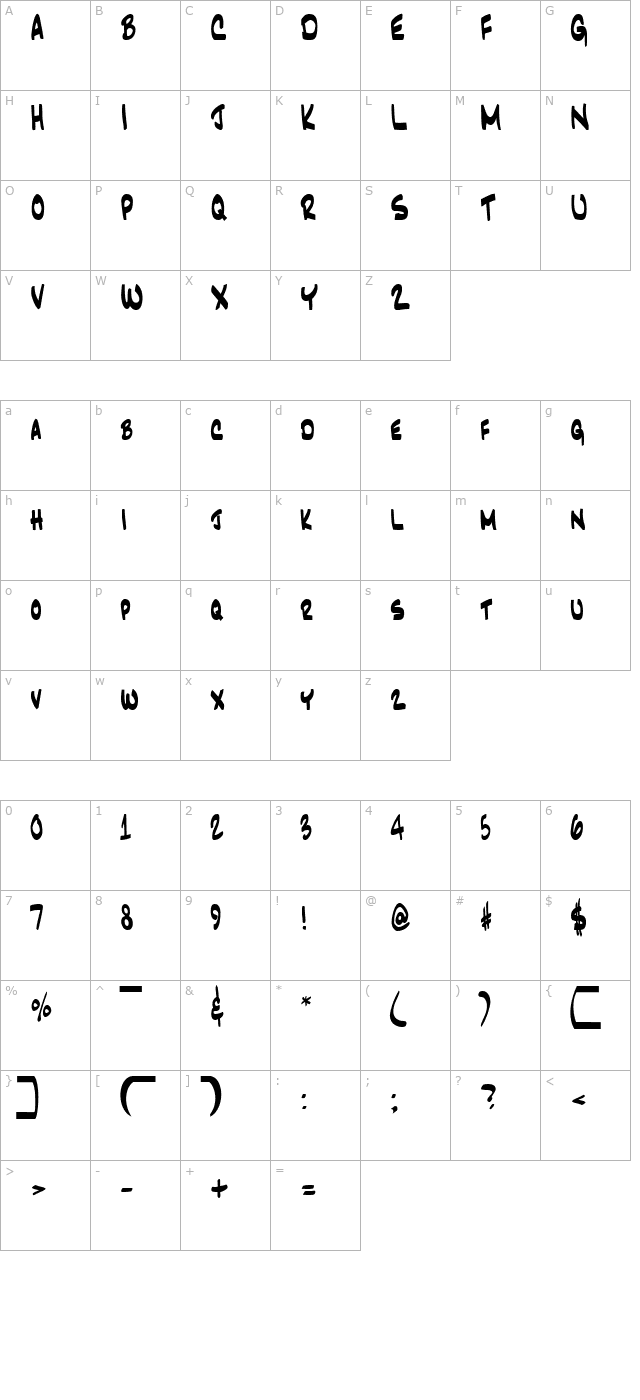 JazzText Regular character map