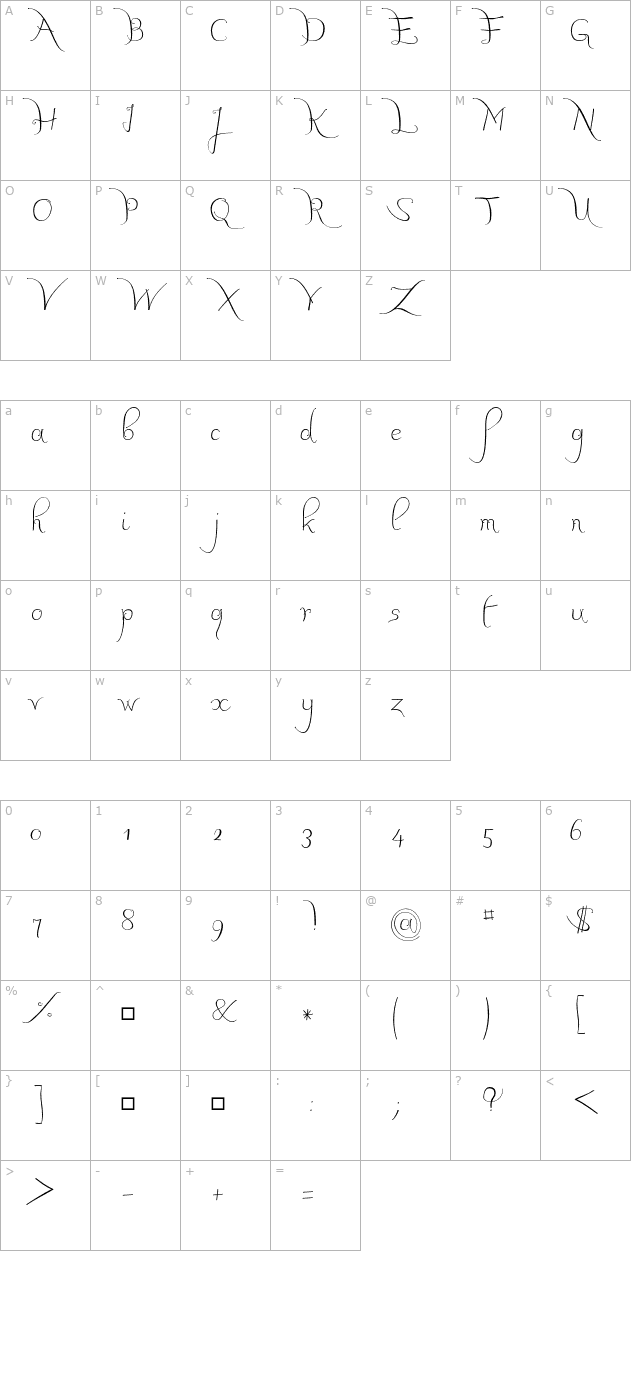 jbcalli-regular character map