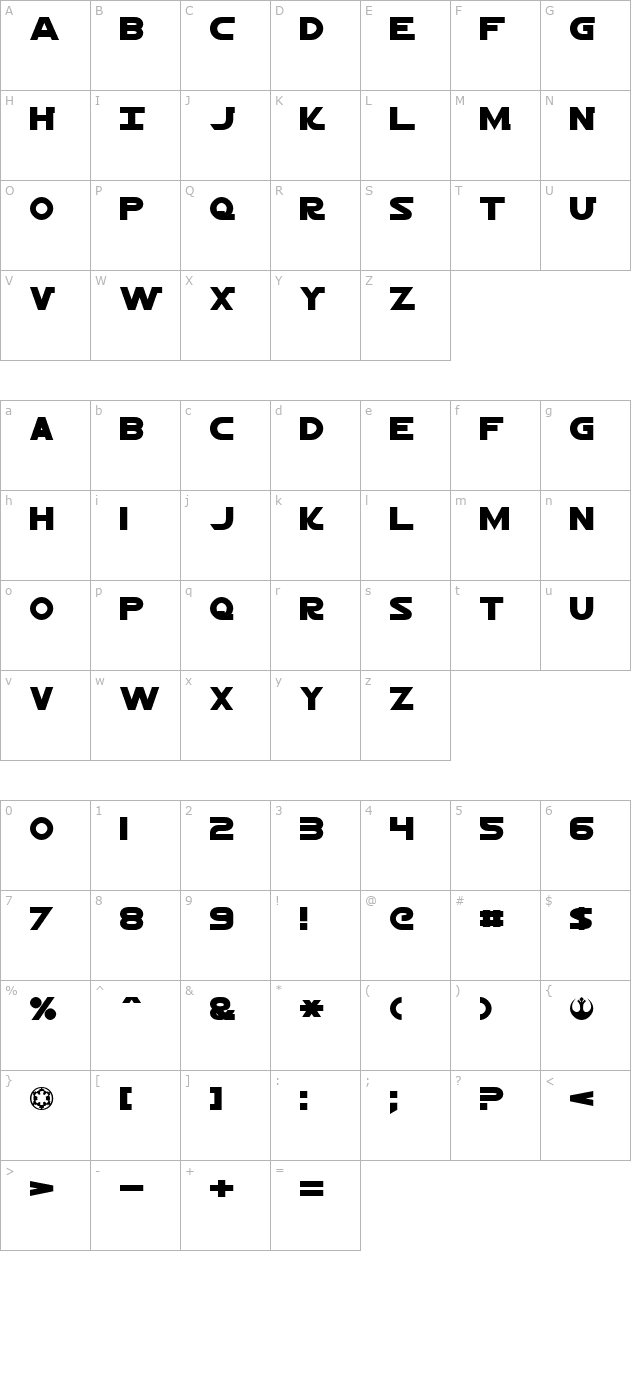 Jedi Normal character map