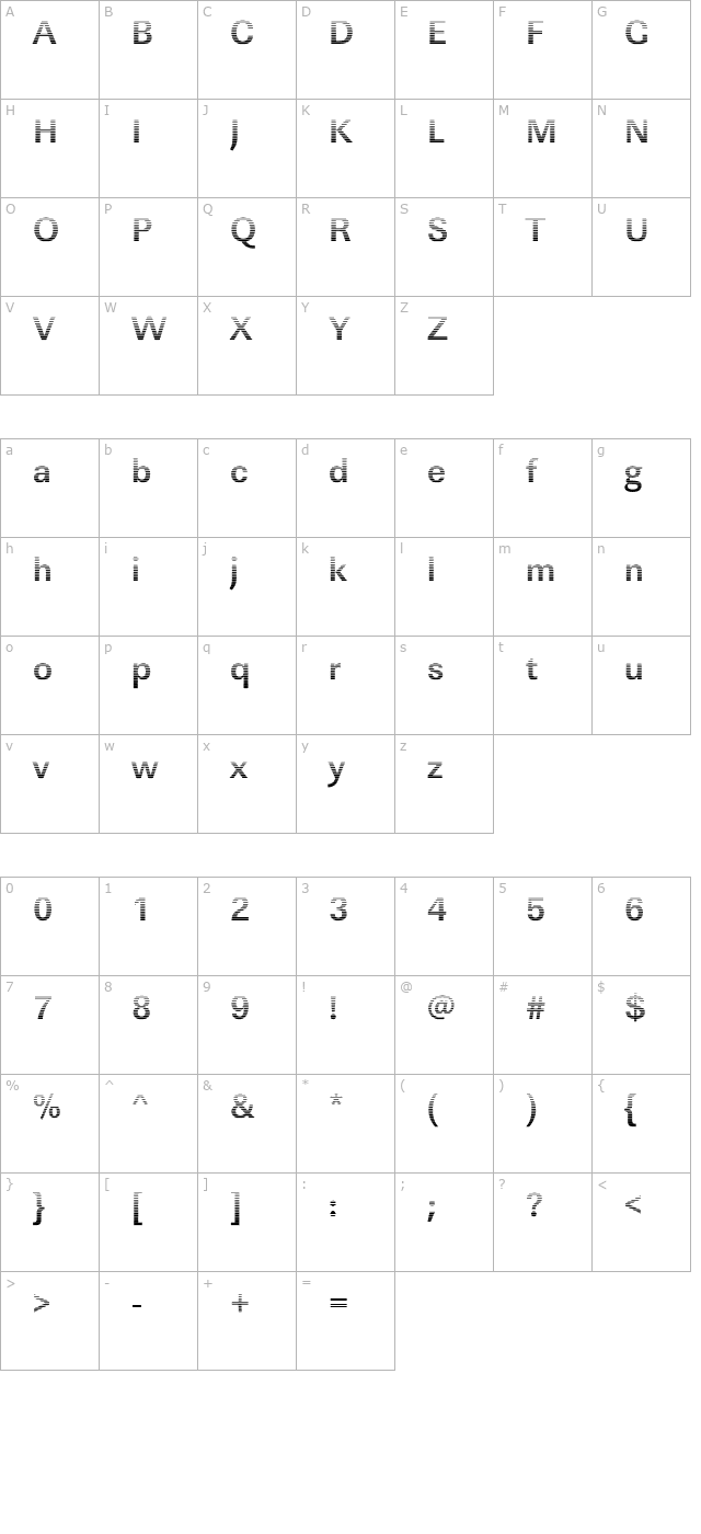 JeffBeckerGradient-Bold character map