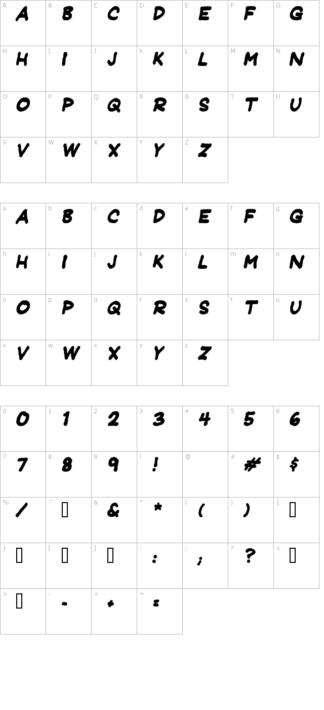 Jeffrey Print JL Bold Italic character map