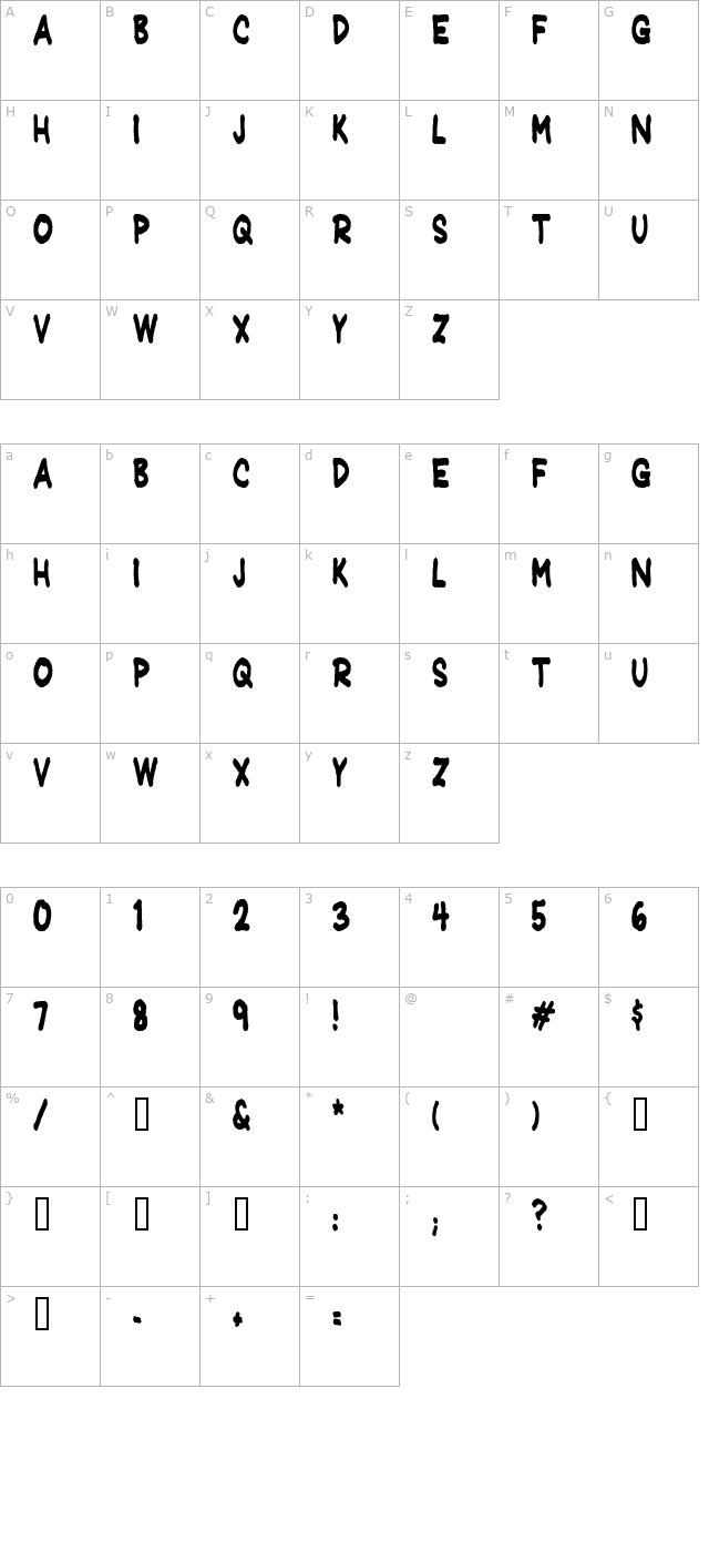 jeffrey-print-jl-condensed character map