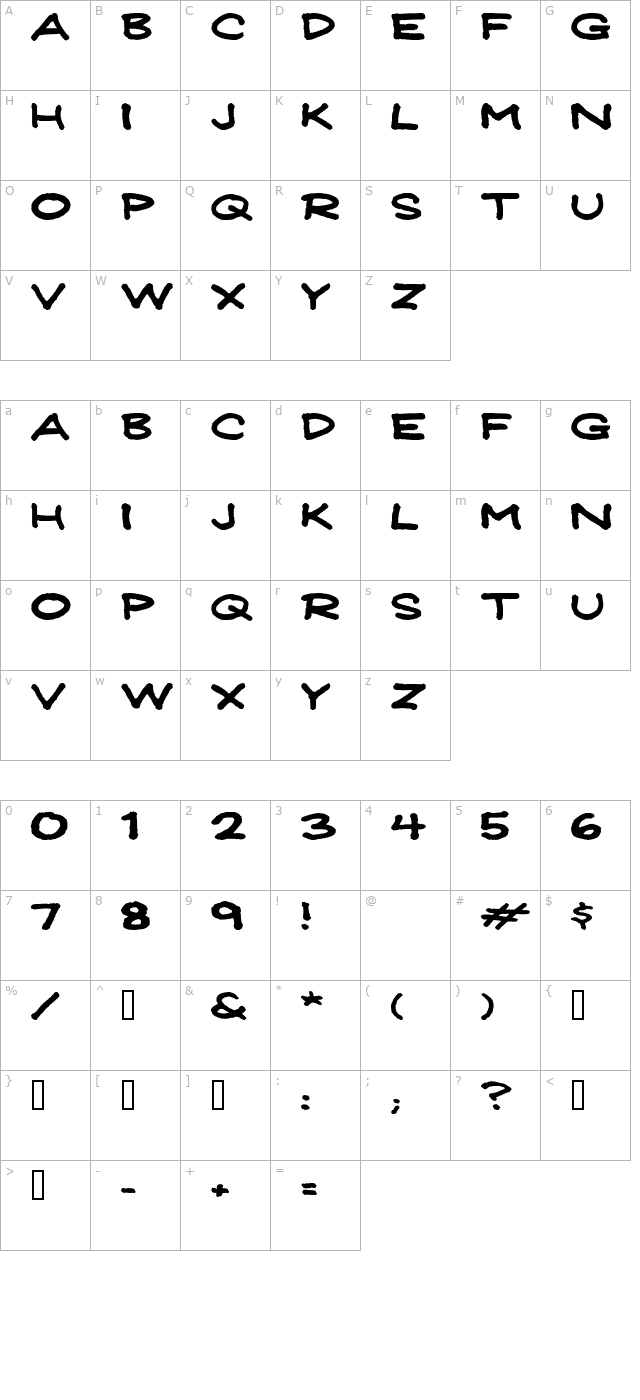 Jeffrey Print JL Wide character map