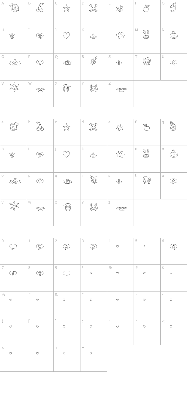 jellodings-otf character map