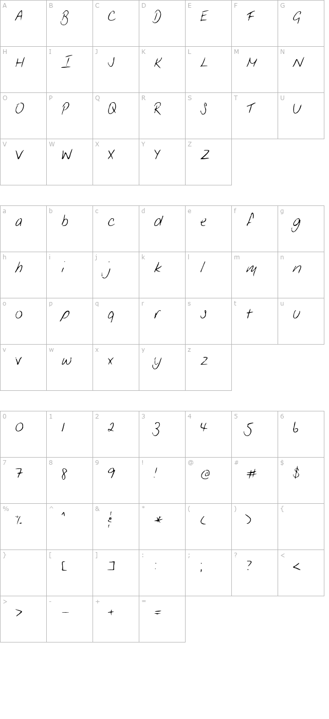 jenny character map