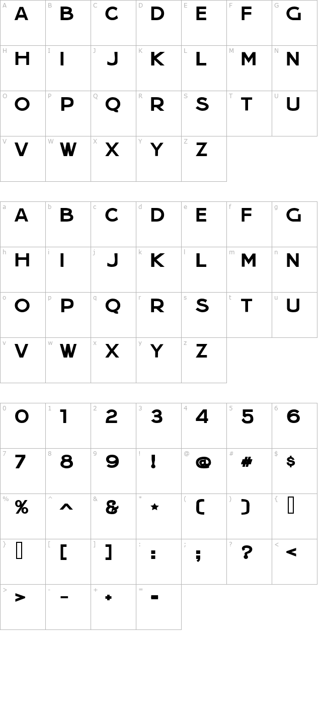 Jera Sans Bold JL character map