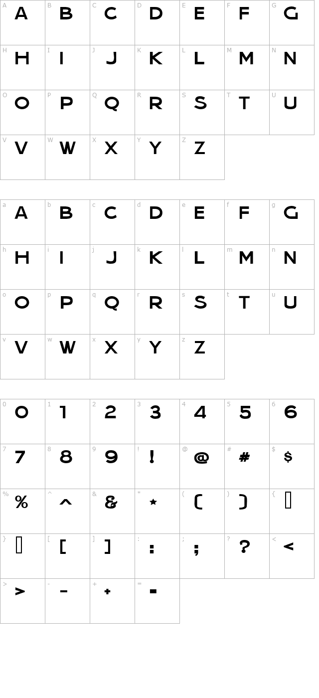 jera-sans-jl character map