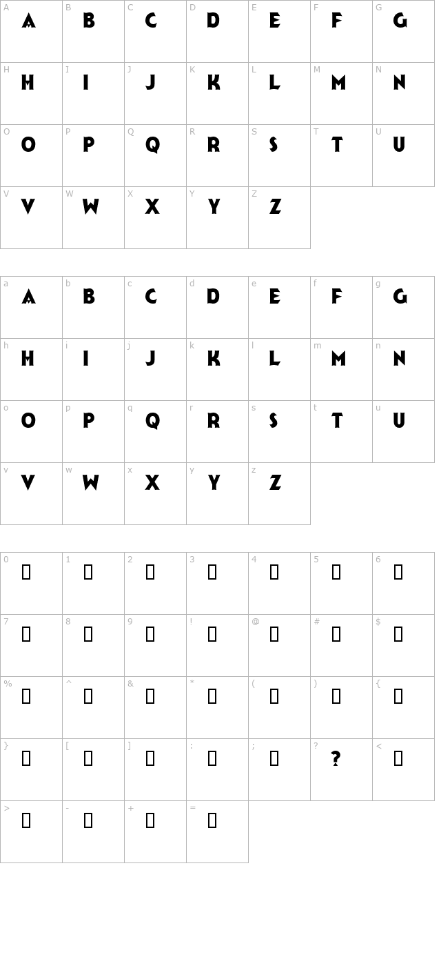 Jerk Reg character map