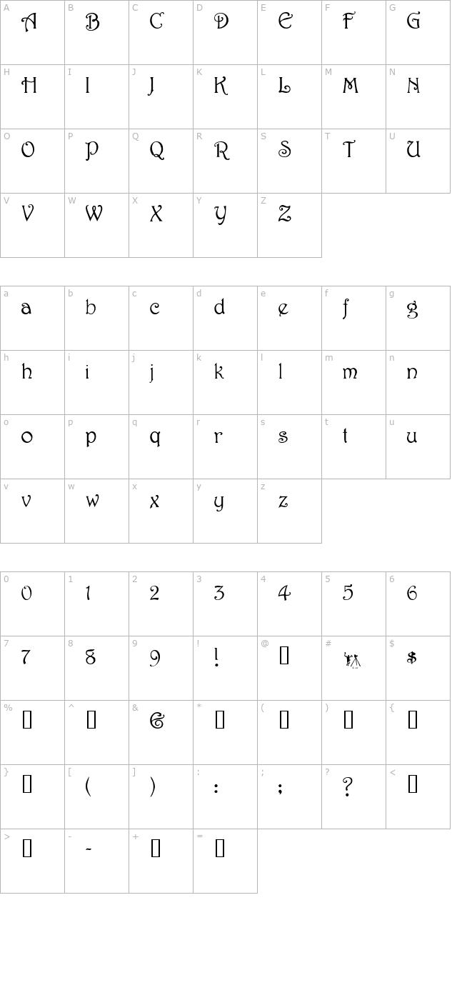 JessamineScriptSSK character map