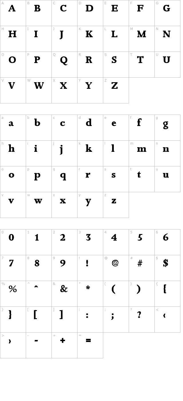 jessica-extrabold character map