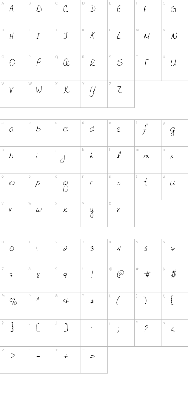 Jessica Regular character map