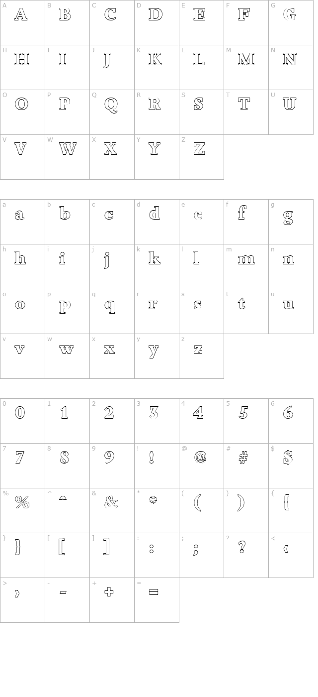 jessicabeckeroutline-extrabold-regular character map