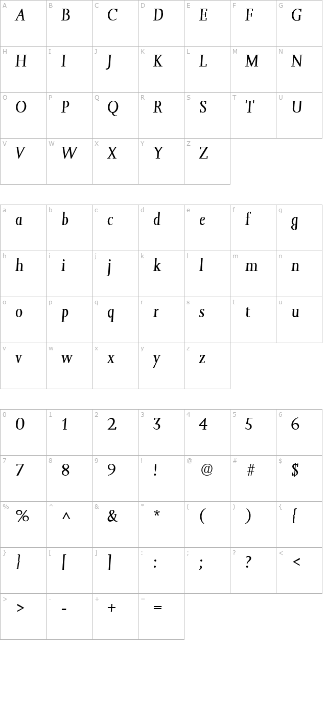 jessie-sf-italic character map