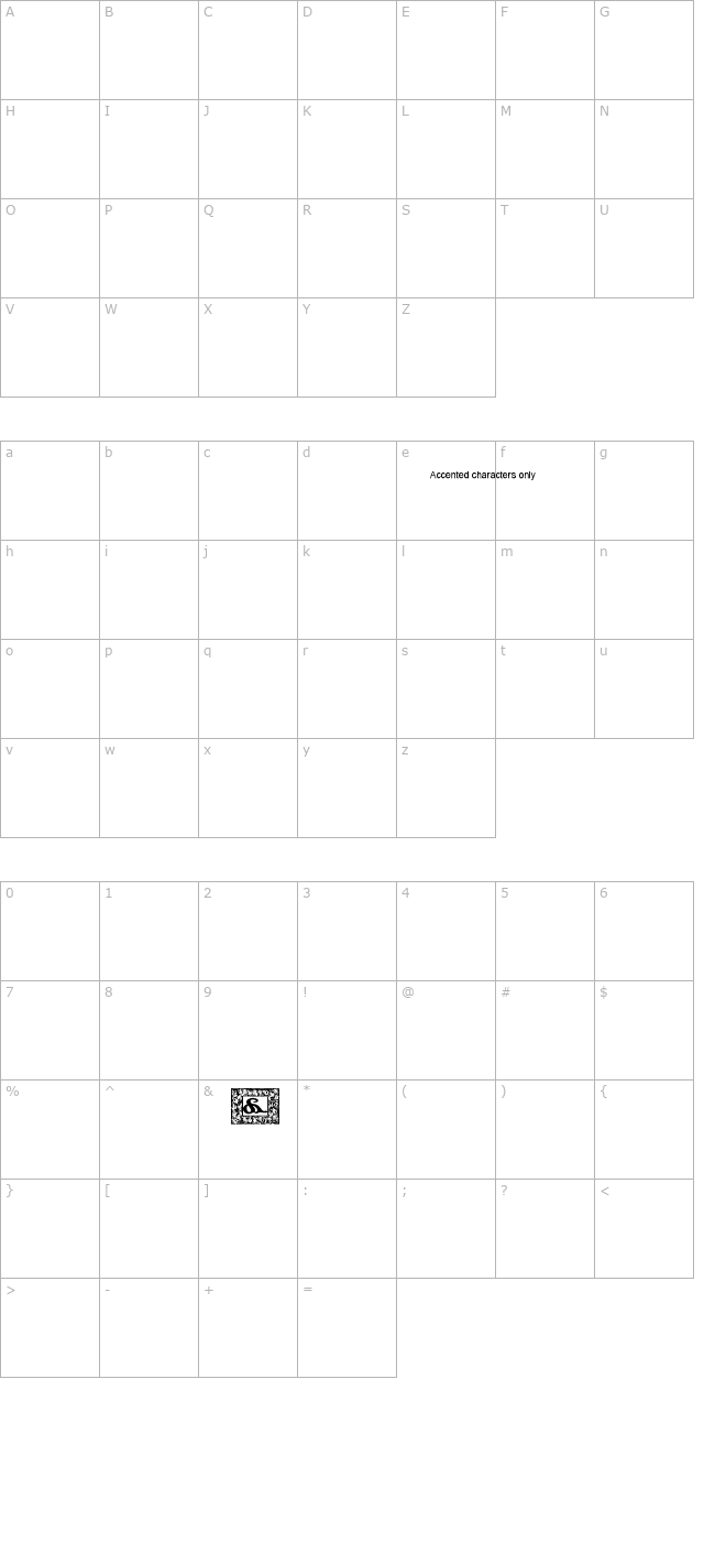 JF Cotswold Accents character map