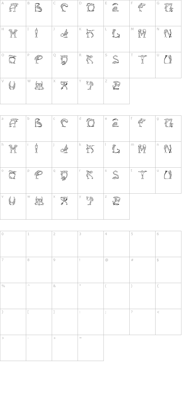 jf-flamingo character map