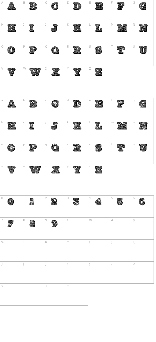 JFHollyBows character map