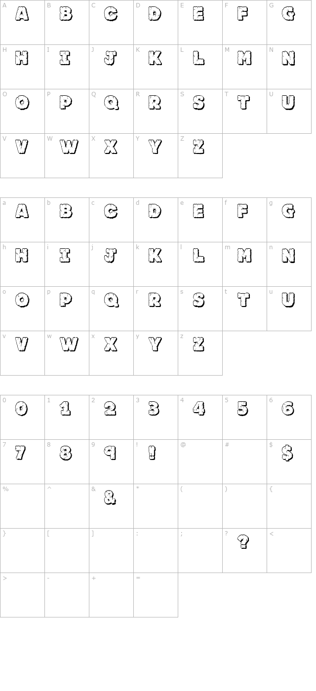 JFRockOutcrop character map