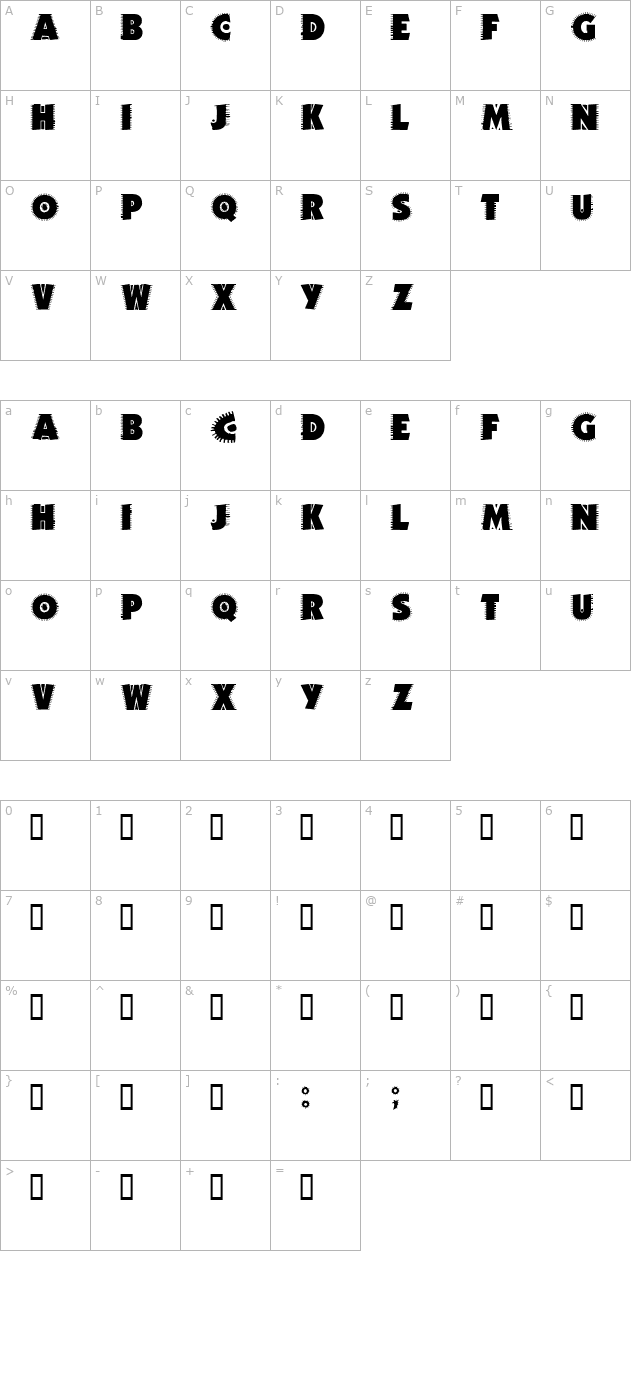 Jicama character map