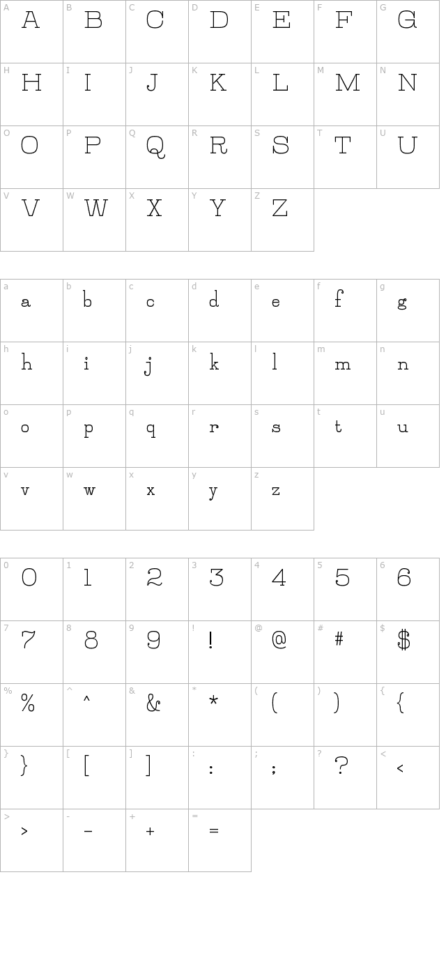 jillsville-bold character map