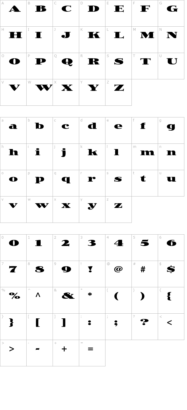 jimbostd-blackexpanded character map