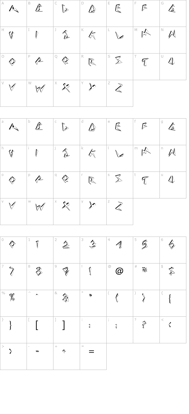 Jive Modern character map