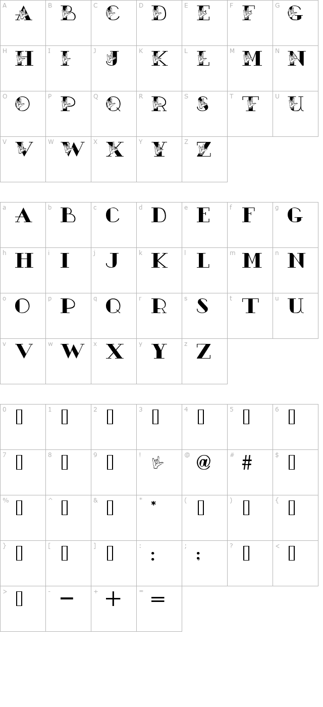 JLR ASL ILY character map