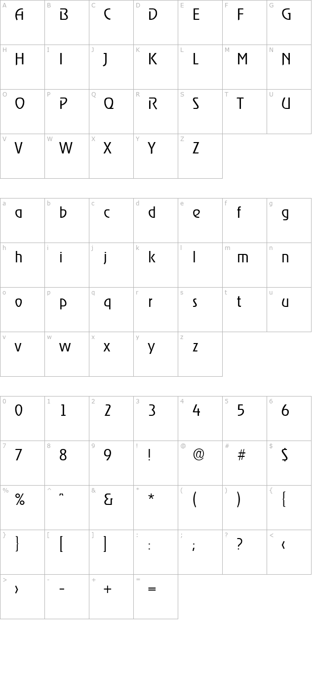 JoeBecker-Light character map