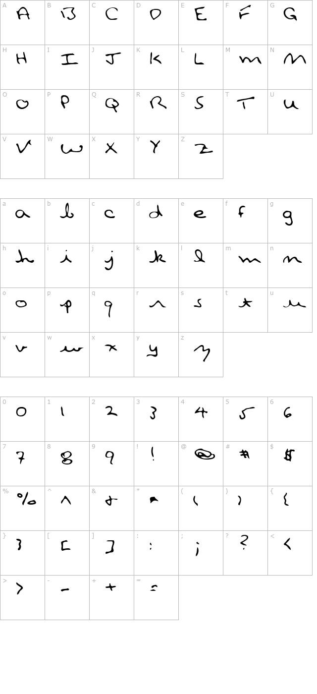 Joel Regular character map