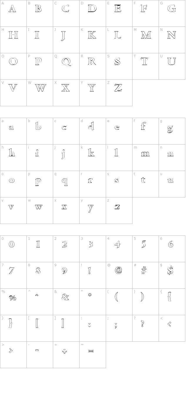 JohnBeckerOutline-ExtraBold character map