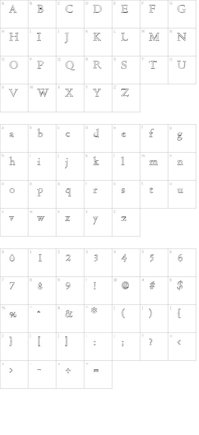 JohnBeckerOutline character map