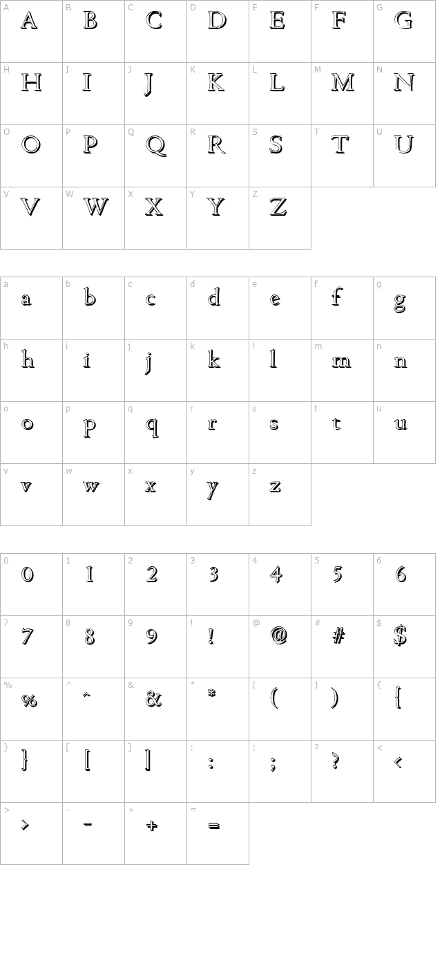 JohnBeckerShadow-Light-Regular character map