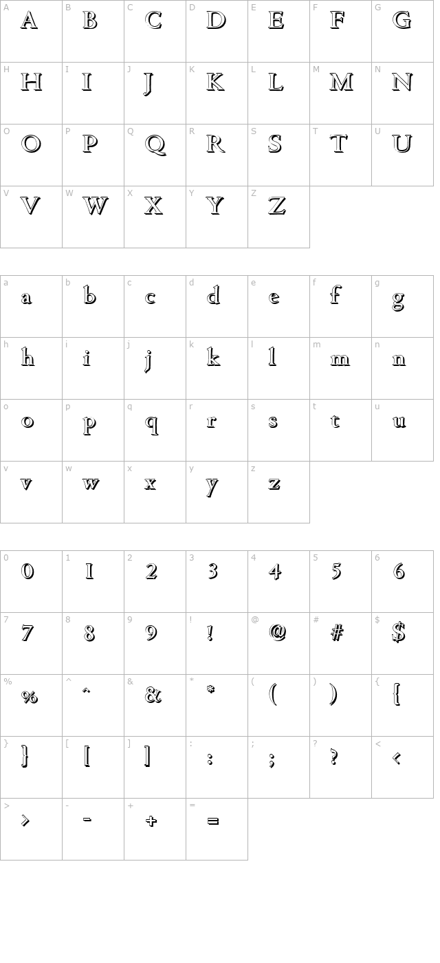 JohnBeckerShadow-Medium-Regular character map