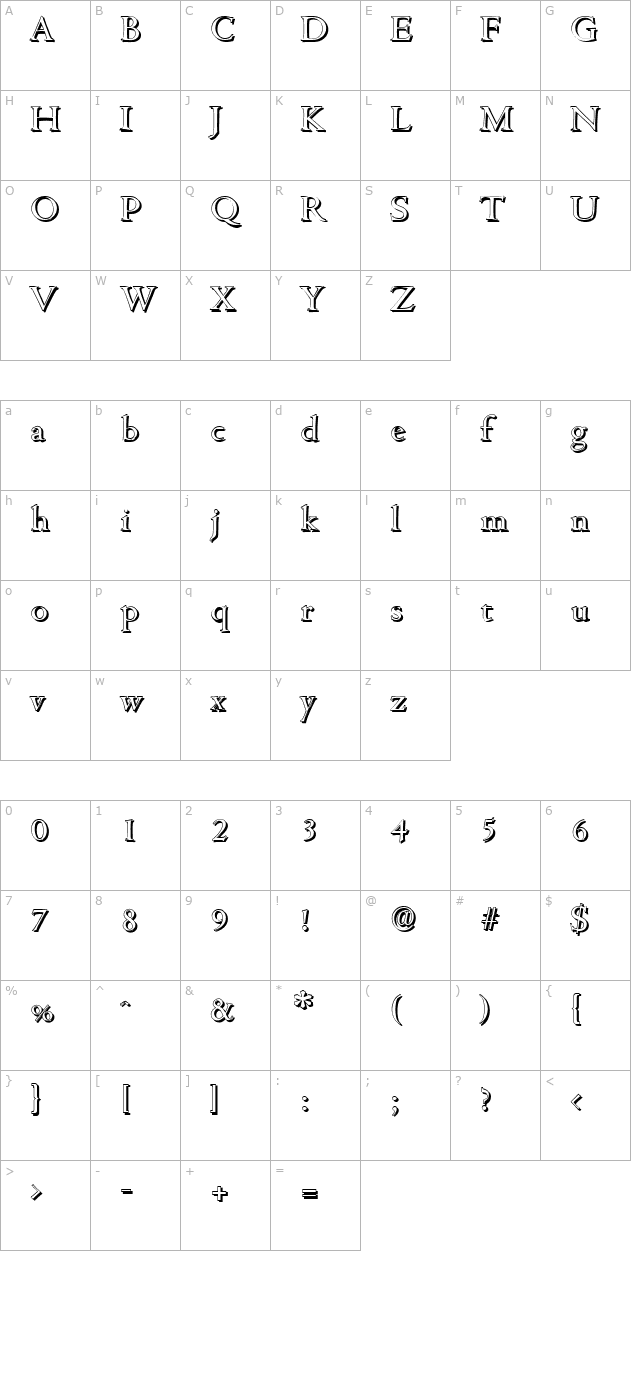 JohnBeckerShadow-Regular character map